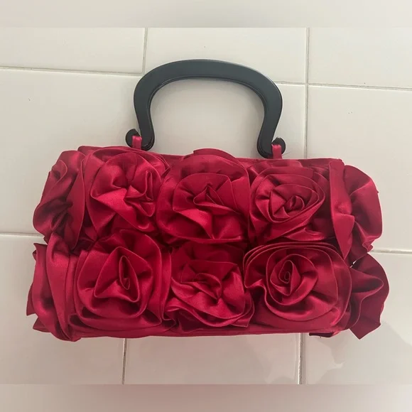 NEW Mad by Design Silk Rose Appliqué Handbag - Picture 1 of 12